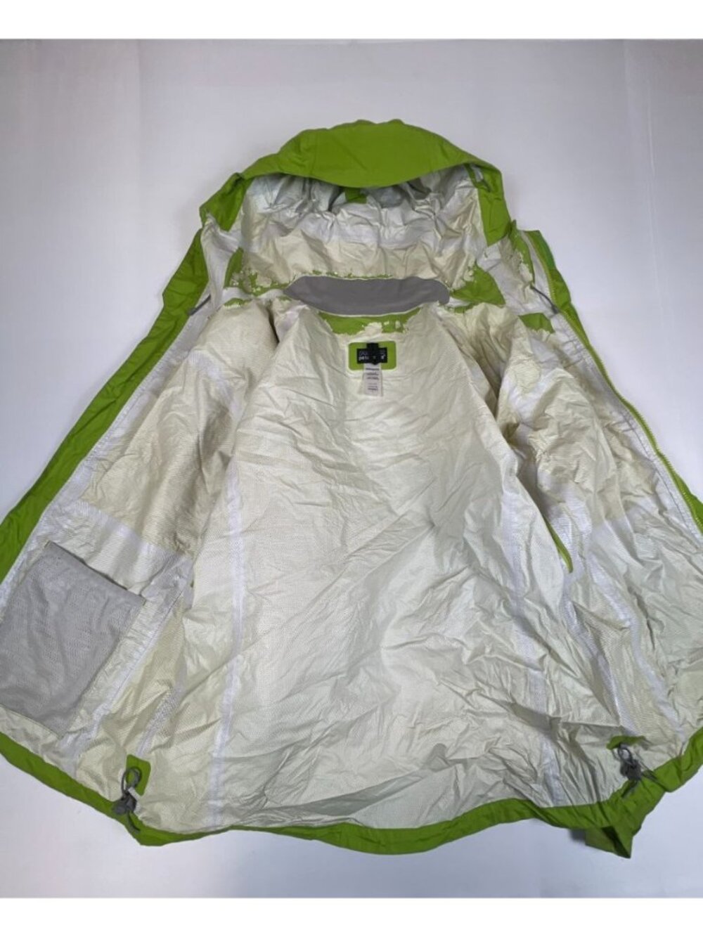 Patagonia Women L Torrentshell Waterproof Rain Jacket Lime Green Hooded H2No - Picture 4 of 9